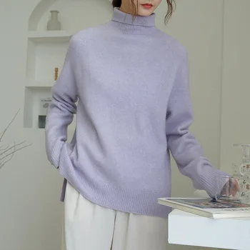 

Women Pullovers 2019 Autumn And Winter New Arrive Turtleneck Soft Solid High Quality Knitted Sweaters 3737