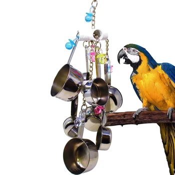 

Stainless Steel Hang Pet Gnawing Toy Pet Parrot Gnawing Toy Birds Swing Ladder Toys Bird Accessories