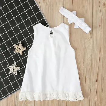 Summer Newborn Infant Baby Girl White Princess Lace Sleeveless Romper Dress Clothes Outfit Fashion Set 4