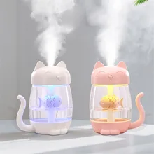 

Mini 3 In 1 Air Humidifier Ultrasonic Cool-Mist Portable USB Adorable Cat Humidifier LED Light 350ML USB Fan For Home Office