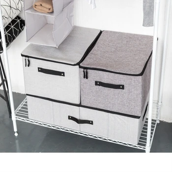 

Japan Style Closet Organizer Linen-Like Clothes Storage Box With Zipper Cover Home Wardrobe Organizer Sweaters Underwear Boxes