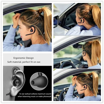 

Bluetooth Headset Wireless Earphone V4.1 Ear Hook Voice Control HandsFree Car Driving for samsung huawei xiaomi android ios