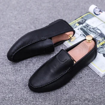 

New Peas Shoes Comfortable Men Leather Casual Shoes Footwear Chaussures Flats for Men Slip on Lazy Shoes Zapatos Hombre %