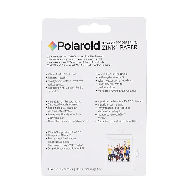 Zink Микрокристаллическая безчернильная фотобумага 3,5*4,25 дюйма для Polaroid POP photo paper