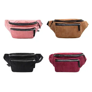 

Women Waist Pack Corduroy Chest Pack Vintage Phone Pouch Belt Messenger Shoulder Bags