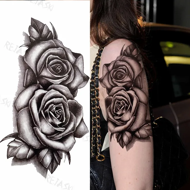 Black Big Dreamcatcher Temporary Tattoos For Women Girl Lotus Peony Realistic Fake Tattoo Sticker Arm Back Sexy Sunflower Tatoo Temporary Tattoos Aliexpress