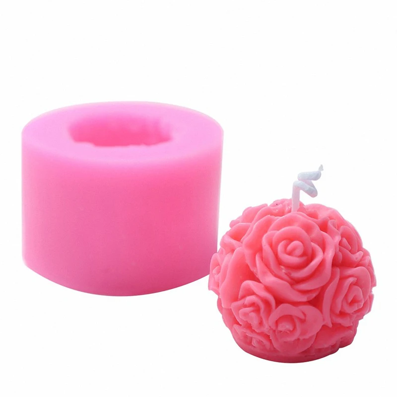 1Pcs Rose Ball Silicone Candle Mold Aromatherapy Candle Silicone Mold