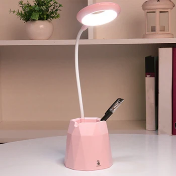 

Touch Dimmable Rechargeable LED Dormitory Table Lamp Bedside Flexible Hose Reading Light 3 Modes with Pen Holder Study