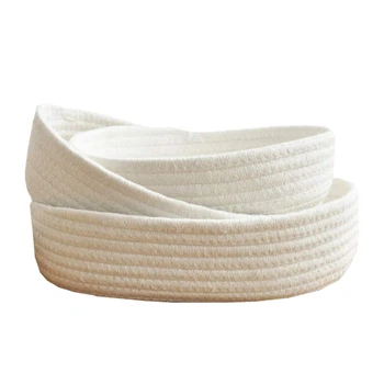 

3Pcs Cotton Rope Handmade Woven Home Storage Different Sizes,Household Candy Toys Storage Basket Sundries Collection