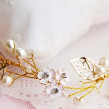 Ручной работы золотой лист цветок головной убор свадебное платье аксессуары повязка Свадебные украшения