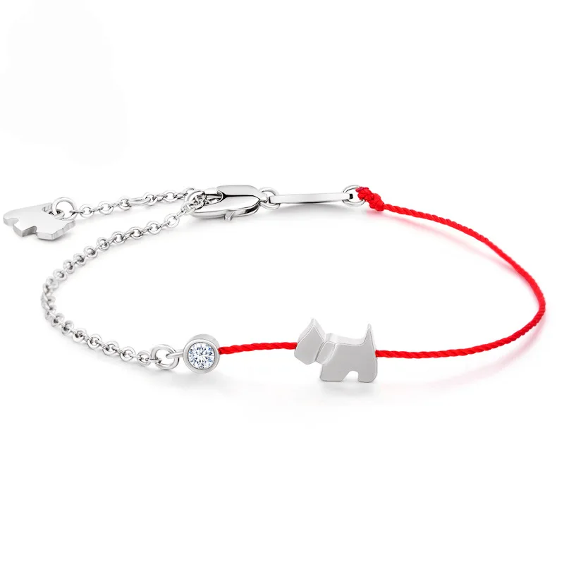 

Buyee 925 Sterling Silver Sweet Bracelet Cute Dog & Pig Red Rope Simple Bracelet Circle for Woman Girl Fashion Fine Jewelry