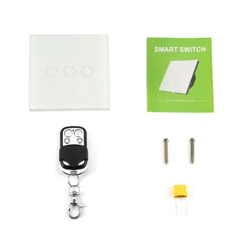 

3 Way Smart Touch Light Wall Switch Durable Glass Panel LED Backlight + Remote Control Overload Protection Energy Saving