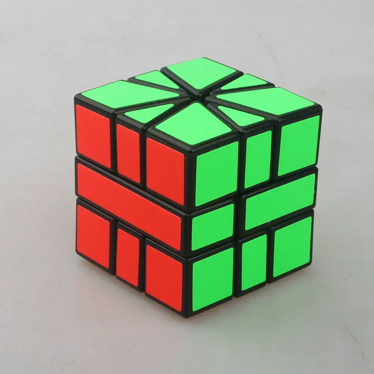 [SQ1 Rubik's Cube черный и белый с узором красный и зеленый двойной цвет флуоресцентная наклейка] квадратный I Веерообразный черный Задний