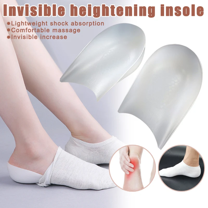

1 Pair Invisible Height Lift Heel Pad Liners Increase Insole Shock-absorbing Silicone C55