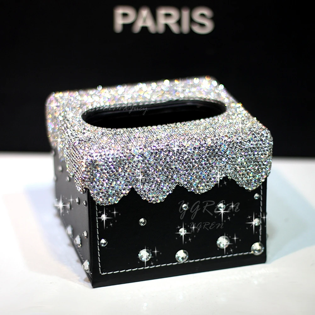 

Rhinestone Tissue Box Paper DIY Handmade Case Table Holder Luxury Napkin Boxes