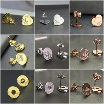 

Original 925 Sterling Silver Earrings Heart-shaped Round Earrings with Original Engraved Multi-color Optional Free Shipping