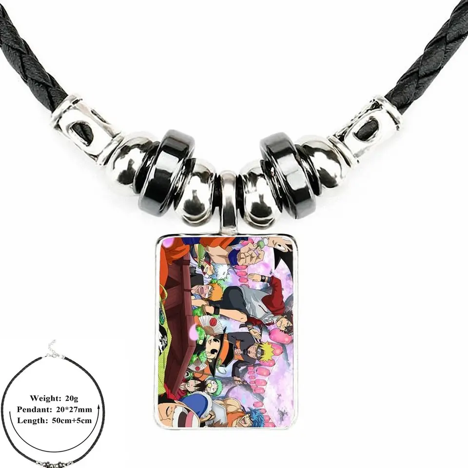 For Valentine S Day Gift One Piece Bleach Ichigo Dragon Ball Z Glass Cabochon Anime Jewelry Black Leather Bead Pendant Necklace Pendant Necklaces Aliexpress