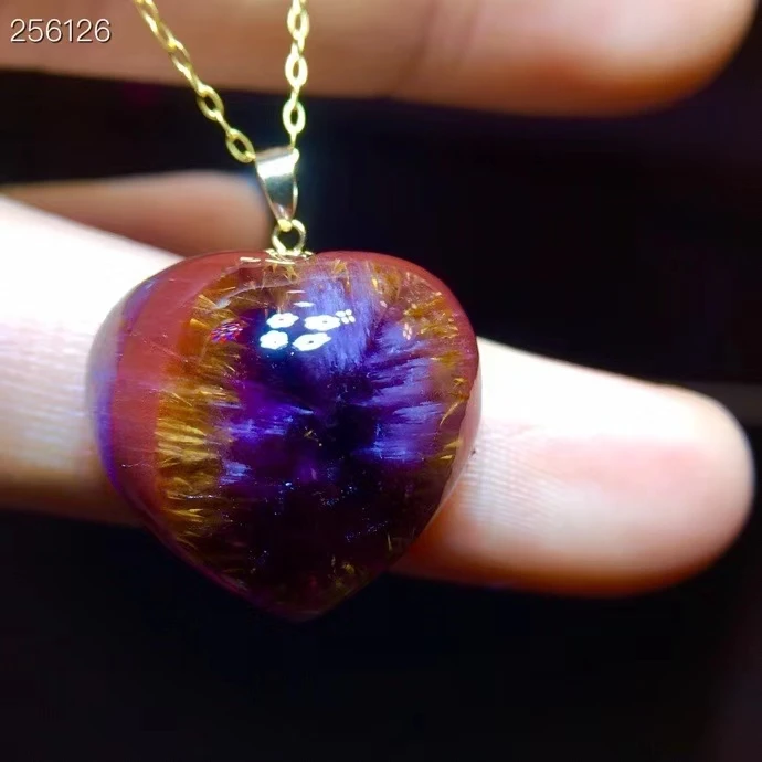 Подлинный натуральный Cacoxenite Auralite 23 кулон в форме сердца 19 6/18 1 мм
