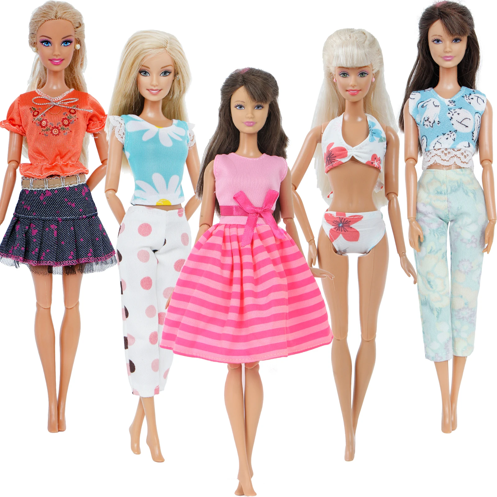 

5 Sets Fashion Handmade Outfit for Barbie Doll Wedding Party Wear Short Skirt Sexy Mixed Gown Doll Dresses Accessorie Kids Toy