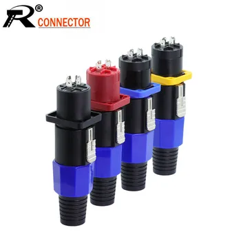 

5Sets/lot 4 Pin Speaker Power Amplifer Connector Male Plug+Female Panel Mount 4Pole AC Power Plug for Loudspeaker Cable