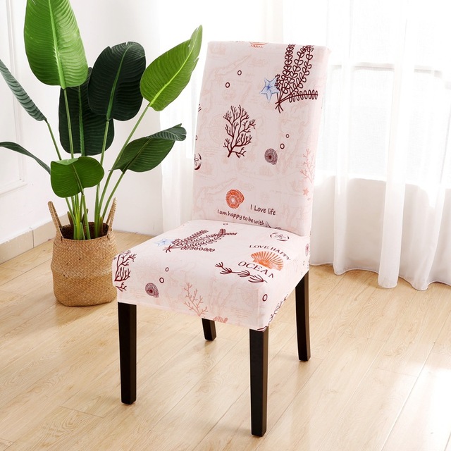Series Chair Cover for Dining Room Banquet Hotel Kitchen Spandex Stretch Print Chair Covers Removable Washable Seat Decor