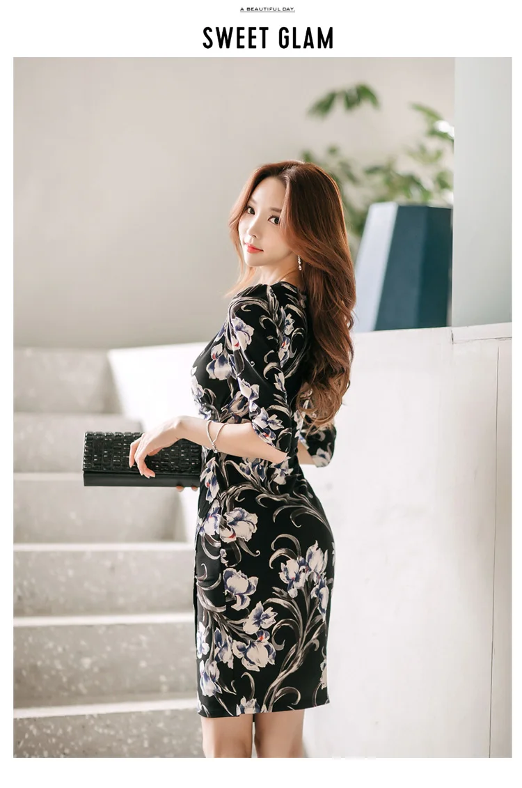 Vestidos, летнее платье для женщин, винтажный цветочный принт, v-образный вырез, короткий рукав, для выпускного вечера, для девушек, для офиса, тонкое, для вечеринок, платья DC858
