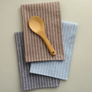

2pcs/set Home Napkin with Cotton Linen Striped Mat Wedding Napkins Home Decor Tea Towel Cloth Napkins