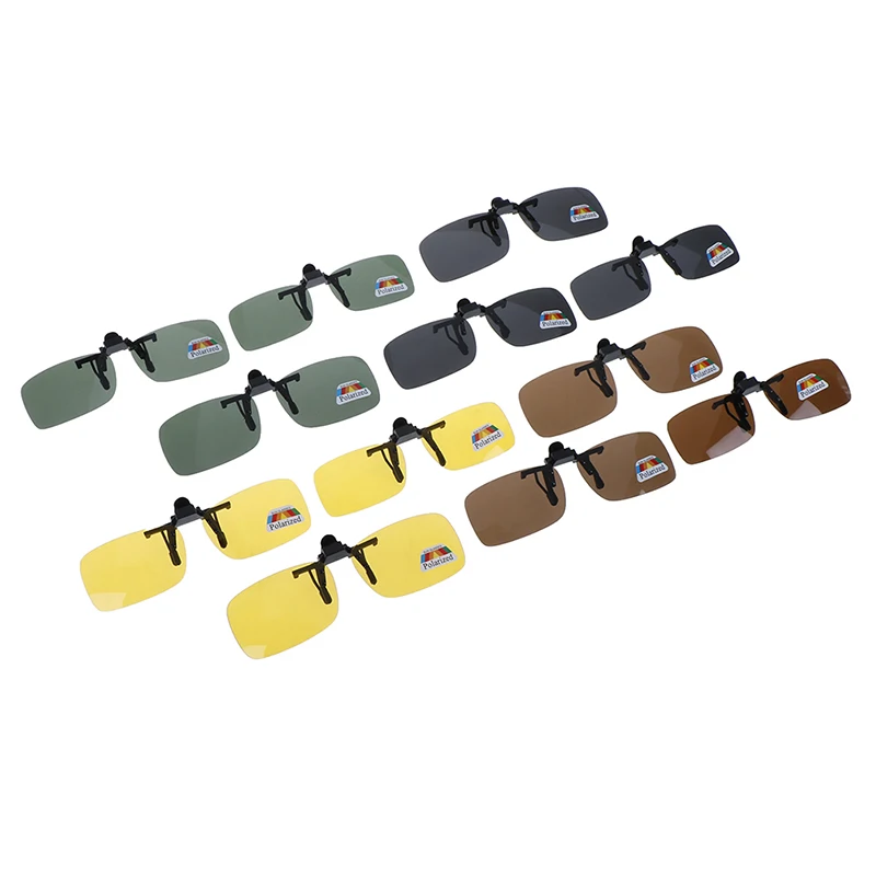 Unisex Clip-on Polarized Day Night Vision Flip-up Lens Driving Glasses UV400 Riding Sunglasses 1pc for Outside polarized sunglasses night vision sunglasses driving glasses