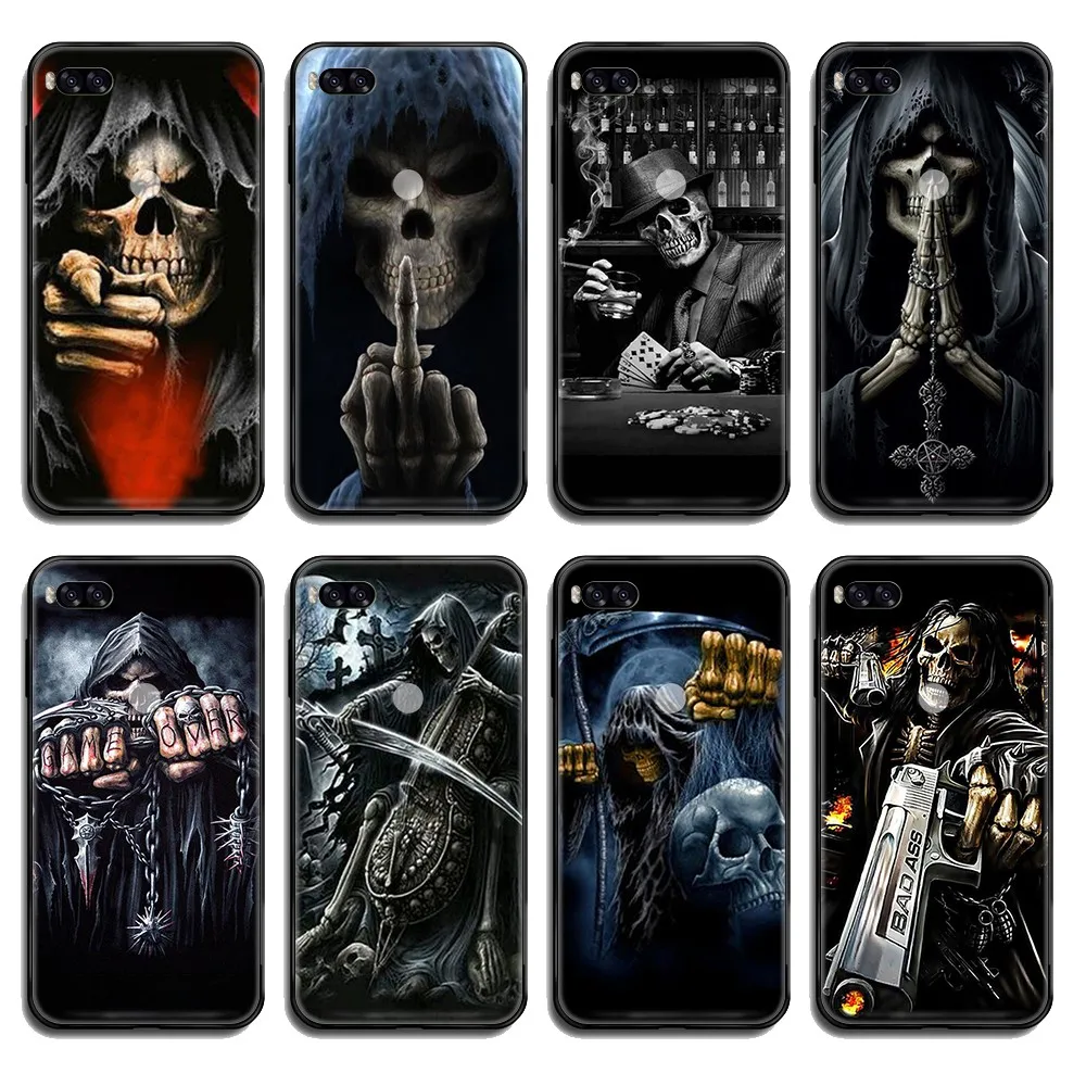 Grim Reaper Череп Скелет смерти черный чехол для телефона Корпус Xiaomi Redmi Mi Note 3 5 6 8 9 A1 2
