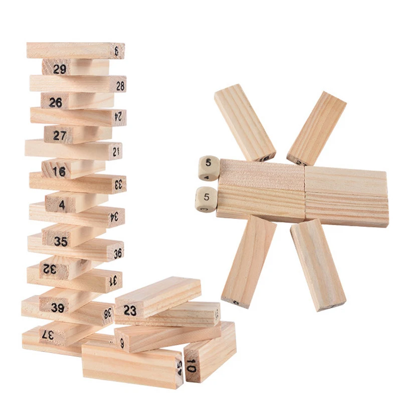 54PCS Wooden Stack High Game Blocks Toy Classic Balance Brain Game Toy Intelligence Educational toys For Kids Children Boy Gift - 4