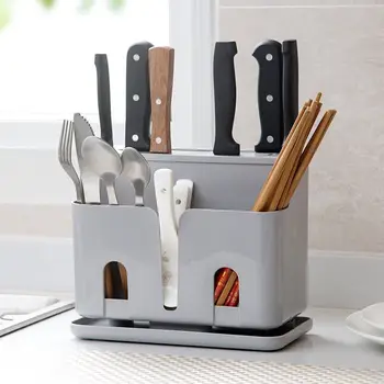 

Knife Block New Multifunction Knife Holder Plastic PP Block Dividing Grid Barrel Cage Cutlery Holder Stand for Knives Kitchen