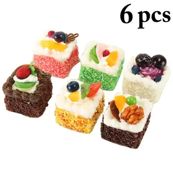 

6PCS Creative Artificial Cake Lovely Realistic Cake Prop Dessert Prop Refrigerator Magnet Magnetic Sticker Decoration Gift