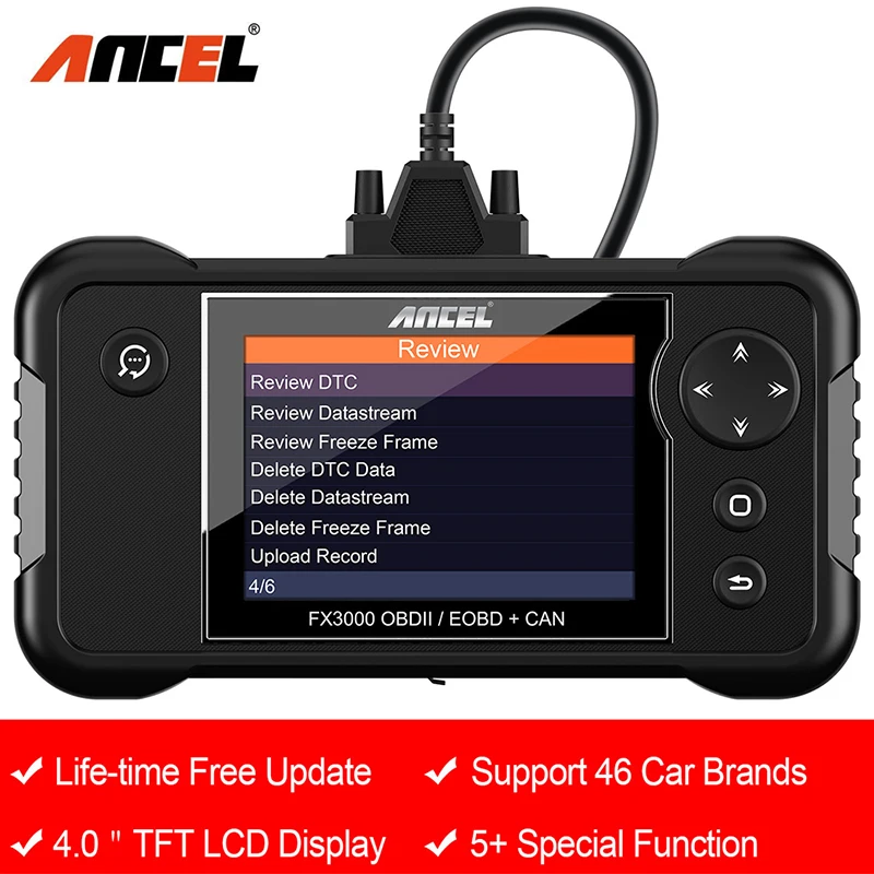 

ANCEL FX3000 Automotive Scanner ABS Oil BMS EPB SAS Reset Four Systems Professional OBD2 Scanner Car Diagnostic Tool Free Update