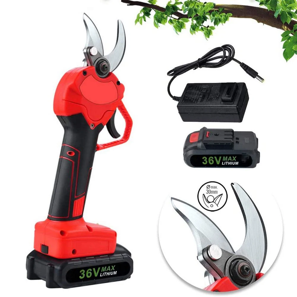 

36V Wireless Electric Pruning Shears Fruit Tree Bonsai Pruning Branches Cutter Scissors Li Battery Rechargeable Garden Secateur