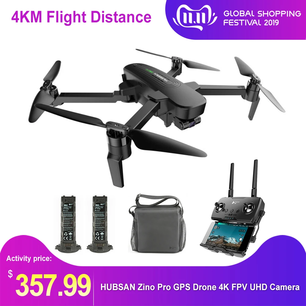 

HUBSAN Zino Pro 4KM GPS Drone with Camera 4K FPV UHD Drone 5G WiFi 3-Axis Gimbal Brushless RC Quadcopter Sphere Panoramas Dron