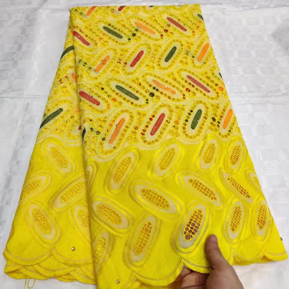 

factory pffers2019Super quality Dry cotton lace African swiss lace With stones lace fabric for Nigerian EVening Dresses Winn552l