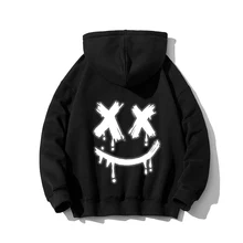 

GlacialWhale Mens Hoodies Men 2021 New Autumn Smile Sweatshirt Japanese Streetwear Harajuku Hip Hop Black Hoodie Men Sweatshirts