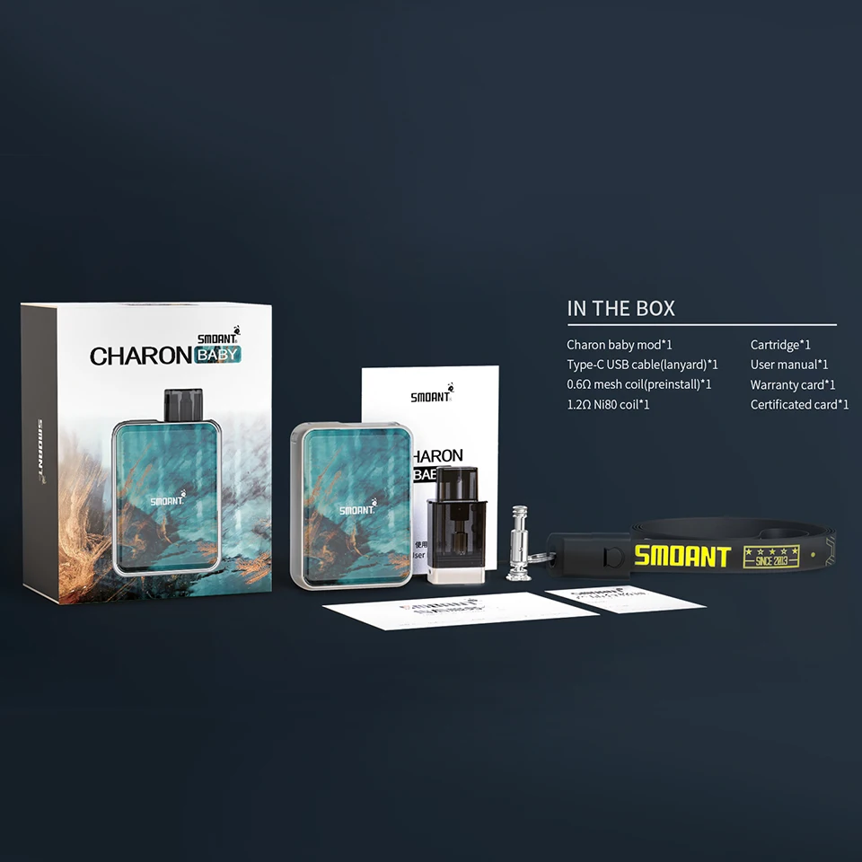 Новый Smoant Харон Детские 750 мА/ч комплект 2 мл Pod Vape электронная сигарета 1.2ohm Ni 80 0.6ohm
