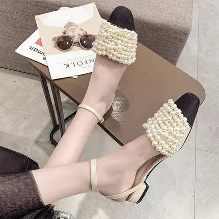 Fairy style gentle flat beaded evening shoes 2020 summer new net red wild ins with long skirt | Обувь