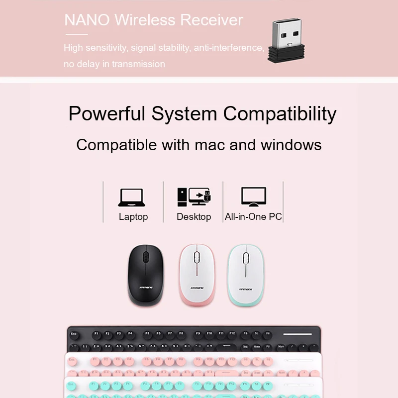 Беспроводная клавиатура, мышь, набор бесшумных мышей 1600 dpi для Windows Mac, компьютерная мышь, мышь для ноутбука, простая клавиатура, комбинированная мышь с низким уровнем шума