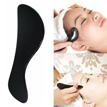 

1pc Black Buffalo Horn Gua Sha Tool Scraping Board Guasha Scraping Massage Tool - S Shape Guasha Skin Beauty Care Scraping Tool