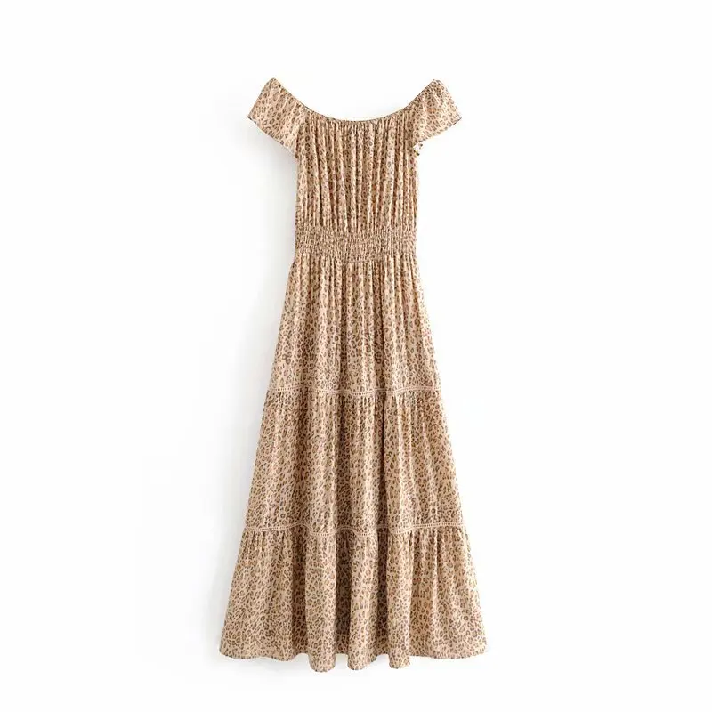 

2019 Spring Europe And America WOMEN'S Dress New Style Cotton Joint Stairs Horizontal Bra Dress 8332