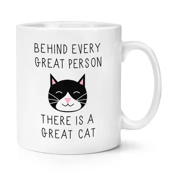 

Behind Every Great Person Is A Great Cat Cup Crazy Cat Lady Funny Mug