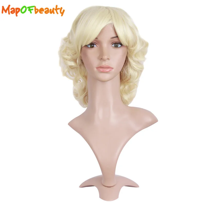 MapofBeauty 14 &quotкороткий кудрявый Коричневый Золотой синий темно серый косплей парик
