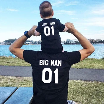 Family Matching Clothes Fashion Big Little Man Tshirt Daddy And Me Outfits Father Son Dad Baby Boy Kids Summer Clothing Brothers 1