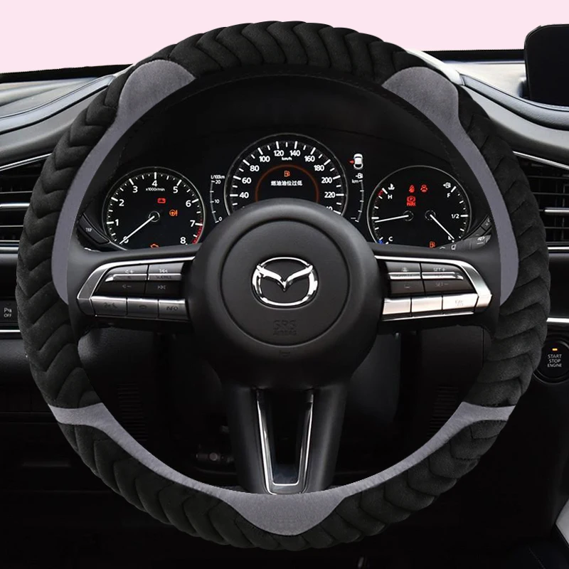 Copertura Del Volante Dell'Automobile Della Peluche Di 38Cm Per La Cx-7 Di Cx-5 Della Cx-4 Di Cx-9 Mazda 3 Axela 6 Gh Gj Demio Funda Volante Antiscivo