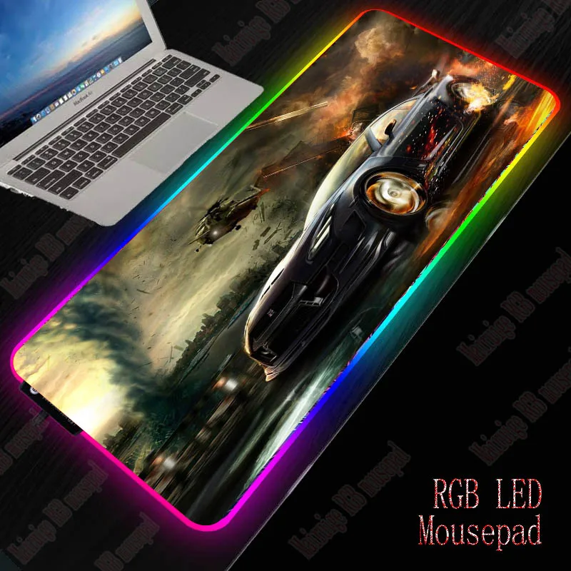 

Cars Cloud Fast RGB Large PC Gaming Mouse Pad Gamer Computer Mouse Mat XXL Mousepad Desk Mat Backlight Carpet for Keyboard Mause