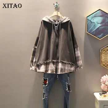 

XITAO Vintage Drawstring Hoodies Women Fashion New 2019 Autumn Patchwork Elegant Small Fresh Loose Casual Hoodies WLD2858