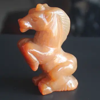 

2.5'' Hand Carved red agte Horse Animal Figurine Animal Carving