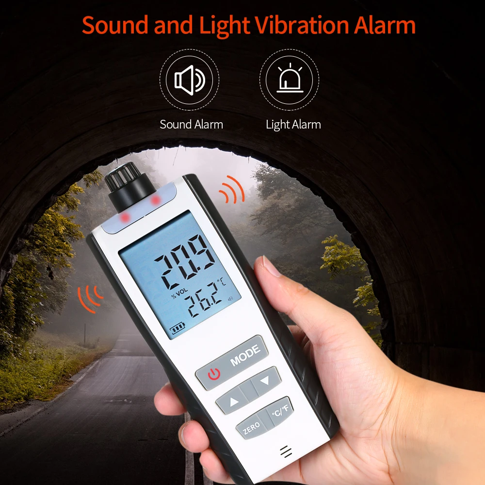 

High Precision Oxygen Meter Portable Oxygen(O2) Concentration Detector with LCD Display and Sound-light and Vibration Alarm